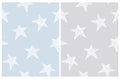 Blue and Gray Starry Seamless Vector Patterns.