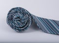 Blue gray striped gentlemans tie isolated on the white