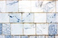 Blue and gray vintage marble ceramic tile textured background on the old building stone brick wall close up. Royalty Free Stock Photo