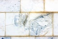 Blue and gray vintage marble ceramic tile textured background on the old building stone brick wall close up. Royalty Free Stock Photo