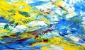 Blue gray yellow vivid blurred painting watercolor background, abstract painting watercolor background Royalty Free Stock Photo