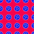 Blue Great Bear constellation icon isolated seamless pattern on red background. Vector Royalty Free Stock Photo