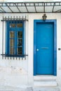 Blue Greek door Royalty Free Stock Photo