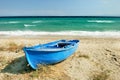 Blue greek fisherman boat Royalty Free Stock Photo