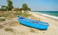 Blue greek fisherman boat Royalty Free Stock Photo