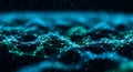 Blue and Green Abstract Network of Connected Glowing Dots and Lines on a Dark Background technology connection Royalty Free Stock Photo