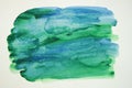 Blue green abstract watercolor painting on white background. Colorful hand drawn background Royalty Free Stock Photo