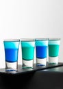 Blue and green alcoholic shots Royalty Free Stock Photo