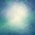 Blue and green background with white center and sponged vintage grunge background texture that looks like water or waves border Royalty Free Stock Photo