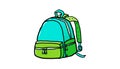 Blue and green Backpack, illustration