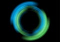 Blue and green bright glowing smooth circles abstract geometric background