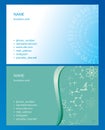 Blue and green business cards - vector backgrounds with numbers and science signs