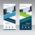 Blue green Business Roll Up Banner flat design template