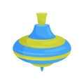 Blue-green children whirligig toy. Vintage spinning top. Children toy. Item for kids game. Childhood theme