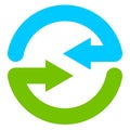 Blue and green circular arrow symbol / icon