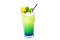 Blue green cocktail with orange and mint Royalty Free Stock Photo