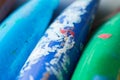 Blue and Green Color in tubes of plastic Royalty Free Stock Photo