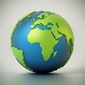 Blue and green colored globe isolated on gray. 3D illustration Royalty Free Stock Photo