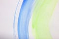 Blue and green creative watercolor background. Abstract stains and lines. Banner.