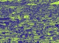 Blue and green duotone crowded urban cityscape background with hundreds of densely packed buildings