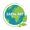 Blue and green earth with leaves earth day april 22 Royalty Free Stock Photo