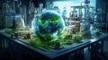 Blue and green earth. Green technology and Environmental technology. Science Technology. Generated AI