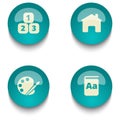 Blue green education web button set Royalty Free Stock Photo