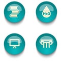 Blue green education web button set Royalty Free Stock Photo