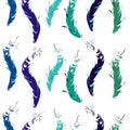 blue green feathers boho ethnic seamless pattern vector illustration Royalty Free Stock Photo