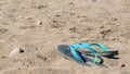 Blue and green flip flops Royalty Free Stock Photo