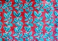 Blue Green Floral Pattern on Red Background Royalty Free Stock Photo