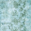 Blue and green floral vintage grungy background