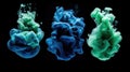 blue-green fluid flows, dissolving color on a black background Royalty Free Stock Photo