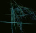 Blue Green Fractal Lines. Fantasy Fractal Texture. Digital Art. 3D Rendering. Computer Generated Image.