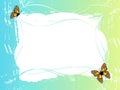 Blue green frame with butterflies Royalty Free Stock Photo