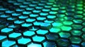 Blue Green Gen Dnc Endering Honeycomb Technology Background. Generative AI Royalty Free Stock Photo