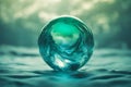 Blue Green Glass Orb on surreal atmosphere Royalty Free Stock Photo