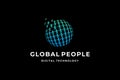 blue green global people geometric logo