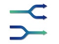 Blue and green gradient bifurcated arrows and joining arrows Royalty Free Stock Photo