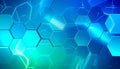 Blue and green hexagonal grid with abstract light effects Royalty Free Stock Photo