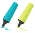 Blue and green highlighter markers, icon