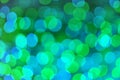 Blue and green holiday bokeh abstract Christmas background Royalty Free Stock Photo