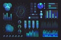 Blue green interface kit for UI UX web design, dashboard panel elements color icon set Royalty Free Stock Photo