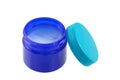 Blue green jar full of mentholated topical ointment