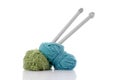 Blue and green knitting wool Royalty Free Stock Photo