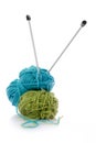 Blue and green knitting wool Royalty Free Stock Photo