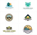 Villa vacation mountain camping ground logo design