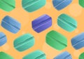 Blue green macaroon pattern, cartoon style