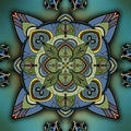 Blue and green mandala illustration with ornaments Royalty Free Stock Photo