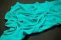Blue, green, marine silk tender colored textile, elegance rippled material Royalty Free Stock Photo